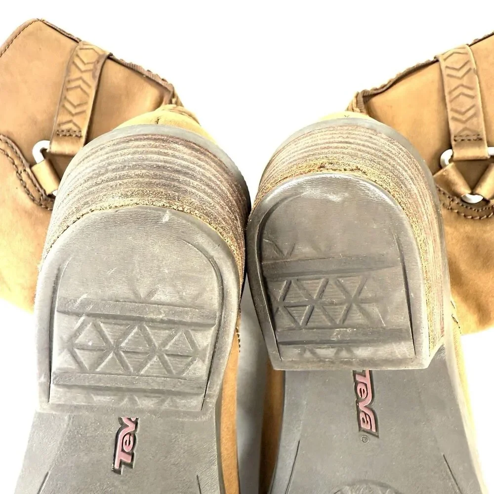 Teva Foxy Mid Womens Brown Tan Mid Calf Boots 1008316 Size 7.5 Nubuck Heel